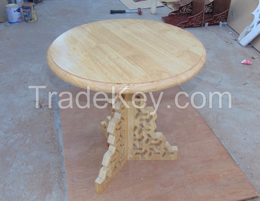 Teak Wood Round Coffee Tea Table