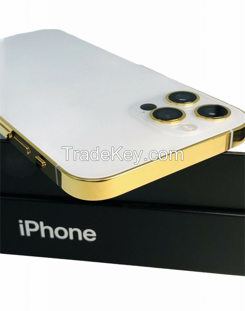 CUSTOM 24K Gold Plated Apple iPhone 12 Pro - 256 GB - Silver - Unlocked CDMA GSM