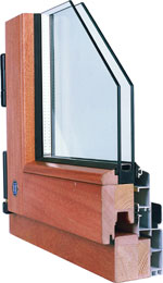 solid wood windows enveloped with aluminum outdoors