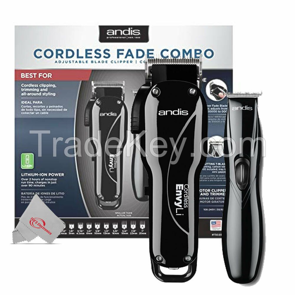 Andis Professional Cordless Fade Combo Blade Clipper & T-Blade Trimmer