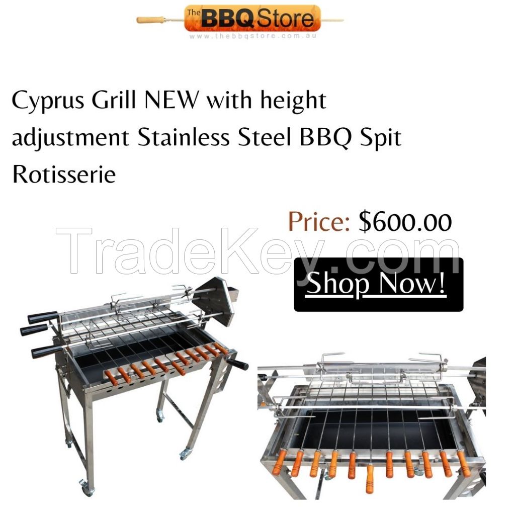 Shop Cyprus Grill NEW with height adjustment Stainless Steel BBQ Spit Rotisserie