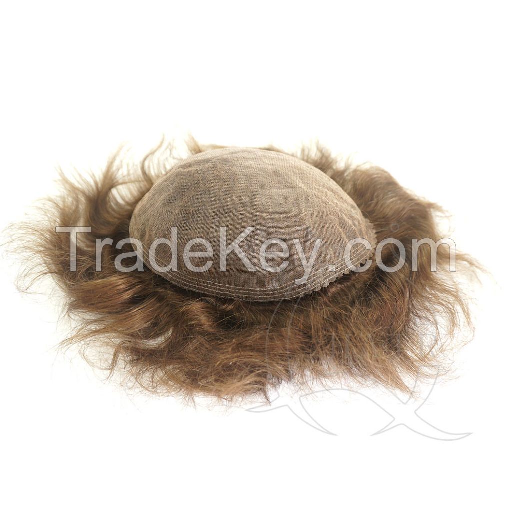 fine welded mono top hair toupee 4-6inch hair 8x10      light brown color light density 120% men's toupee