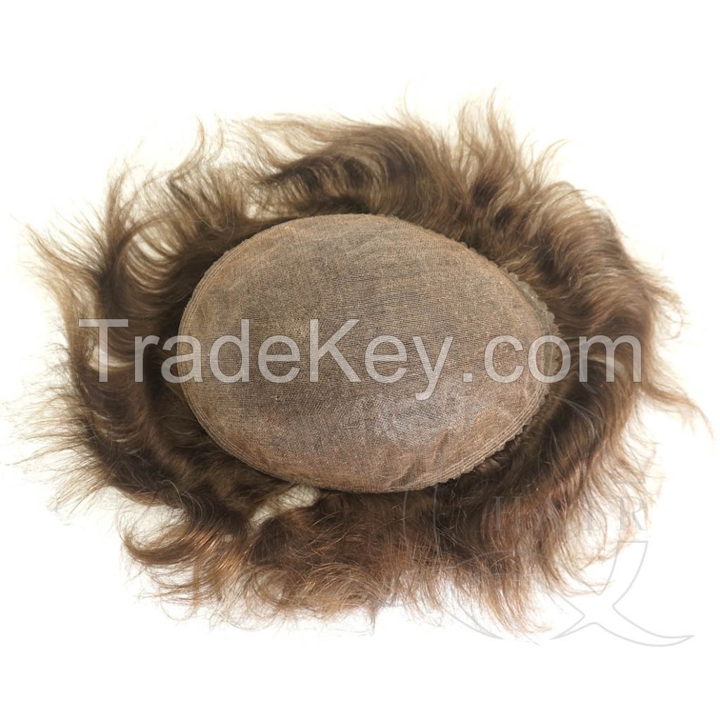 fine welded mono top hair toupee 4-6inch hair 8x10      light brown color light density 120% men's toupee