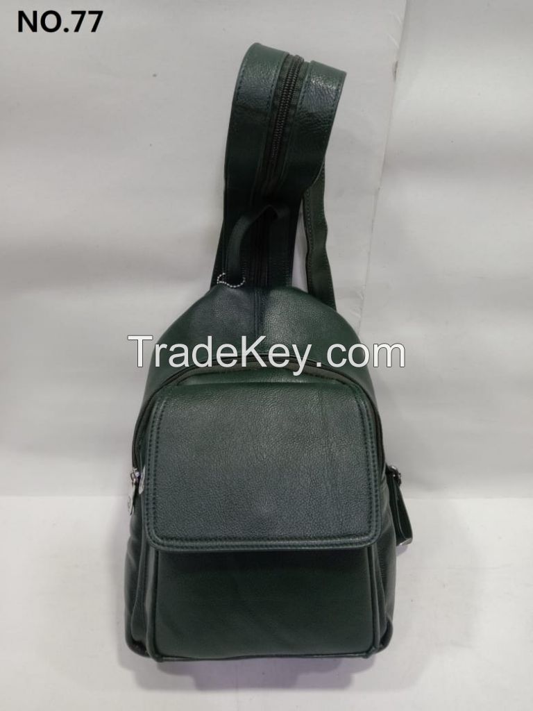 Leather Casual Daypack Sling Shoulder Chest Crossbody Bag.