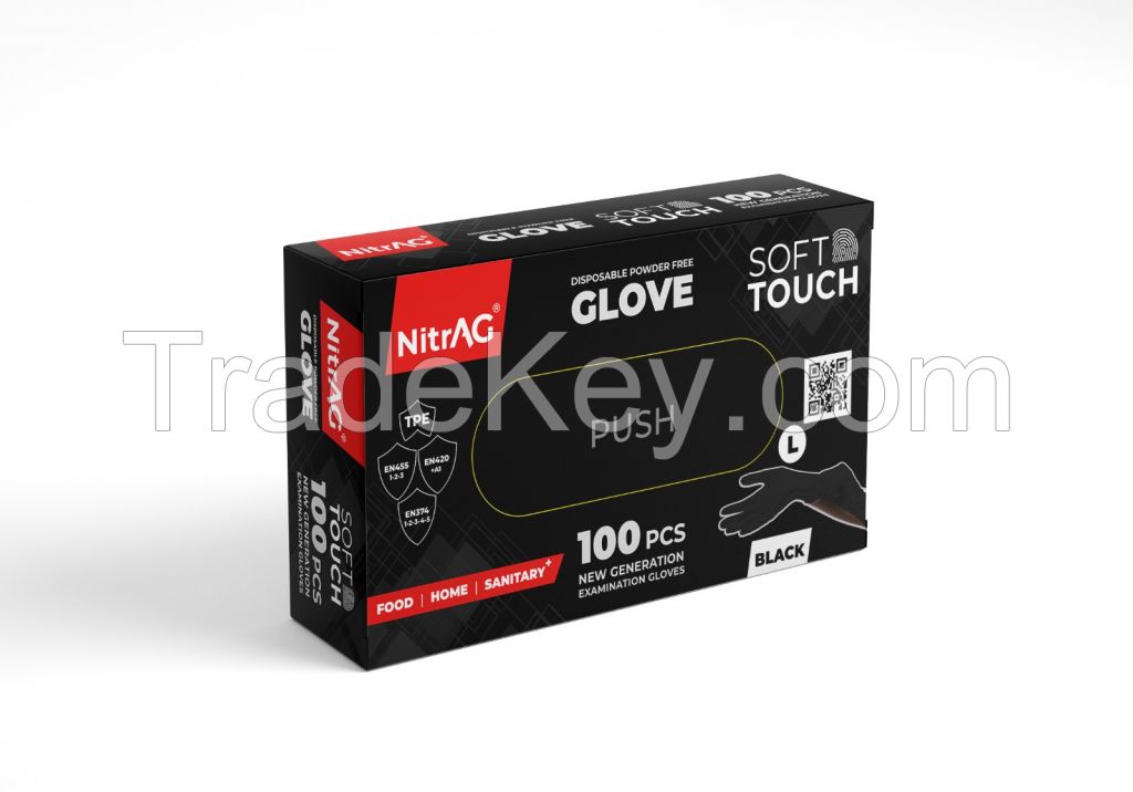 NitrAG Disposable Powder Free Glove (Black)