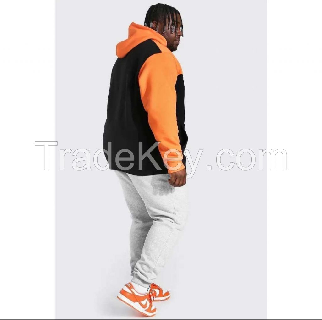 Orange/Black Men's Panel Design Hoodies