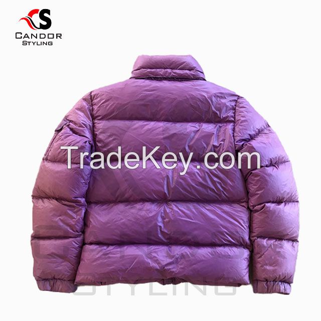 Banded Purple Puffer Jacket 