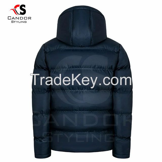 Hooded Navy Blue Puffer Jacket 