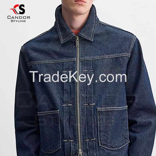 Zipper Customizable Denim Jackets for Men & Women