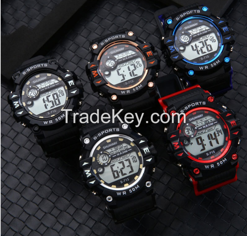 Luminous multifunctional electronic watch men's outdoor sports electronic watch student fashion waterproof watch