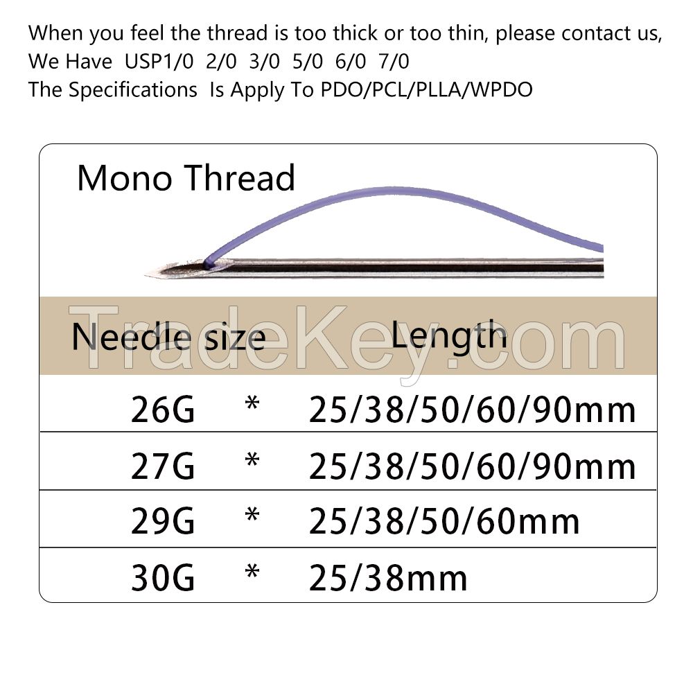 Absorbable Pdo Pcl PLLA Mono Thread for Face Filling