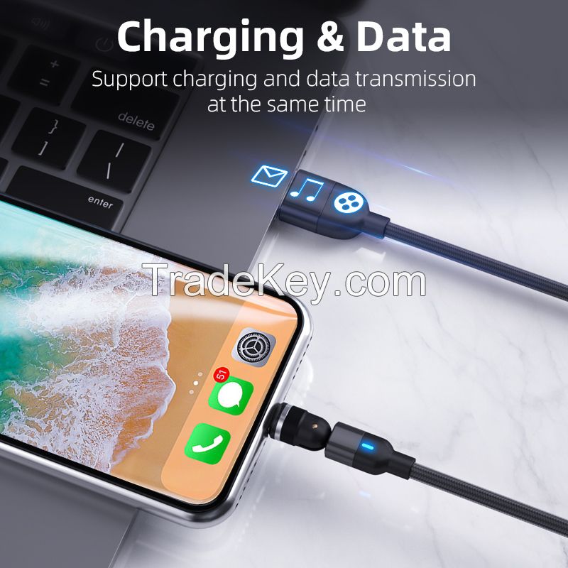 540 degree magnetic cable fast phone charging data cable mobile phone on stock usb fast charge cable for micro/i-product / Type C