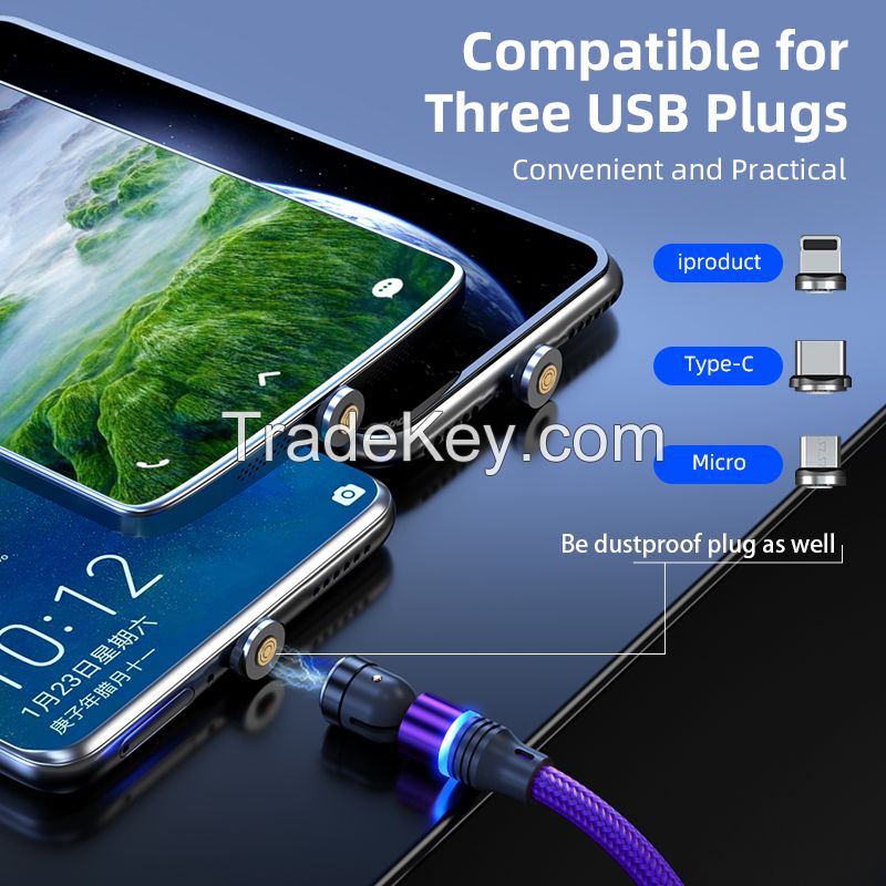Promotional Gift Mobile Phone 540 Degree Swivel Magnetic USB Charger Cable for iphone android phones