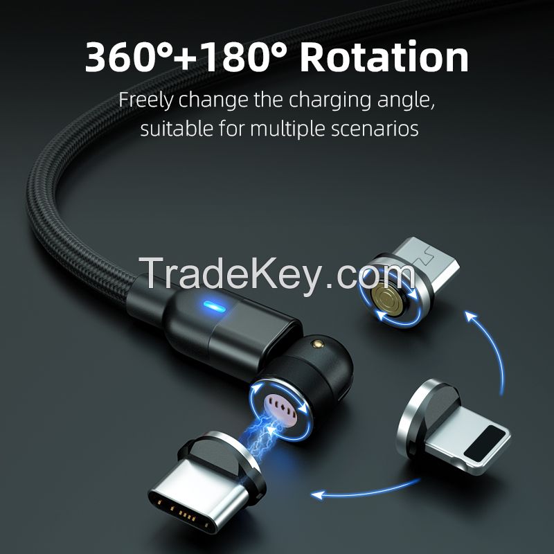 540 degree magnetic cable fast phone charging data cable mobile phone on stock usb fast charge cable for micro/i-product / Type C