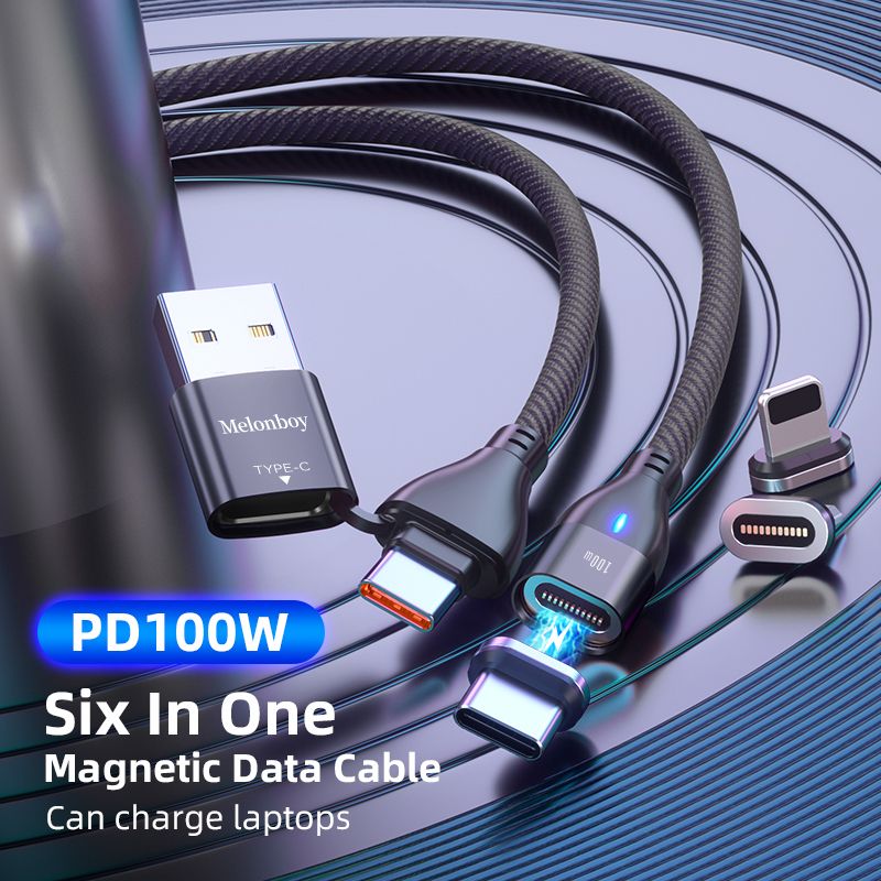 PD 100W 6 in 1 Type C to Type C Magnetic Computer Charging Cable for TypeC Micro iproducts