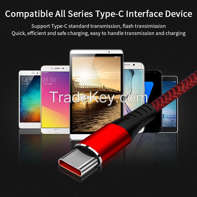 In Stock TypeC 5A Super Fast Charging Cable Nylon Braided Quick Charge Date Cable USB C Adapater Charging Free Engrave Logo