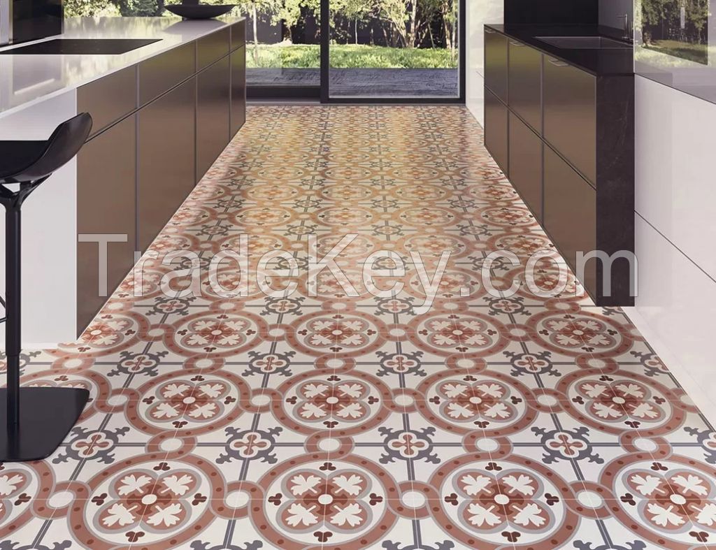 200x200mm 8.5mm Thickness Indoor Porcelain Tiles Floor Wall Red Ceramic Inkjet Printing SGS