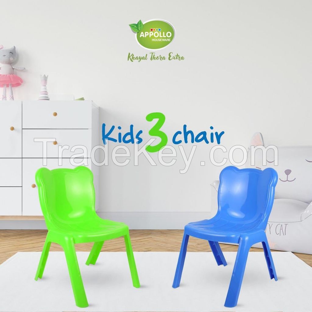 Appollo houseware chair 3 high quality light weight easy to handle durable kids chair stackable plastic chair for play area garden indoor and outdoor uses