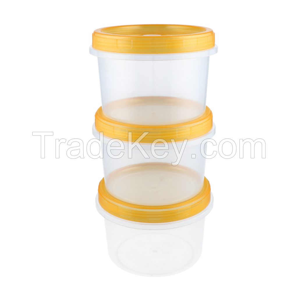 Appollo houseware Fresh Food Keeper Small 3pc Set (3 x 200ml) high quality round lightweight food container for refrigerator and microwave easy to handle durable air tight food container plastic food container for storing and freezing food items.