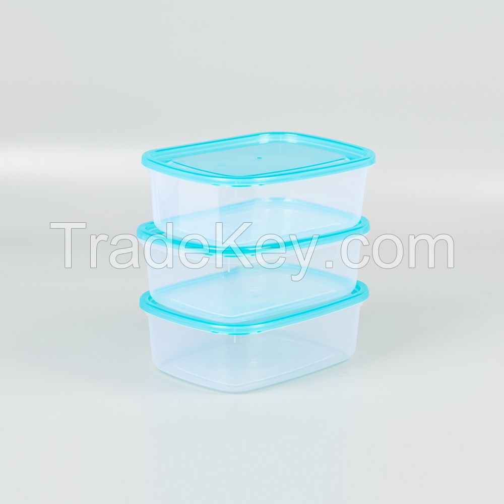 Appollo houseware Crisper Food Keeper Large 3pc Set (3 x 1700ml)  high quality rectangle light weight food container for refrigerator and microwave easy to handle durable air tight food container plastic food container for storing and freezing food items,