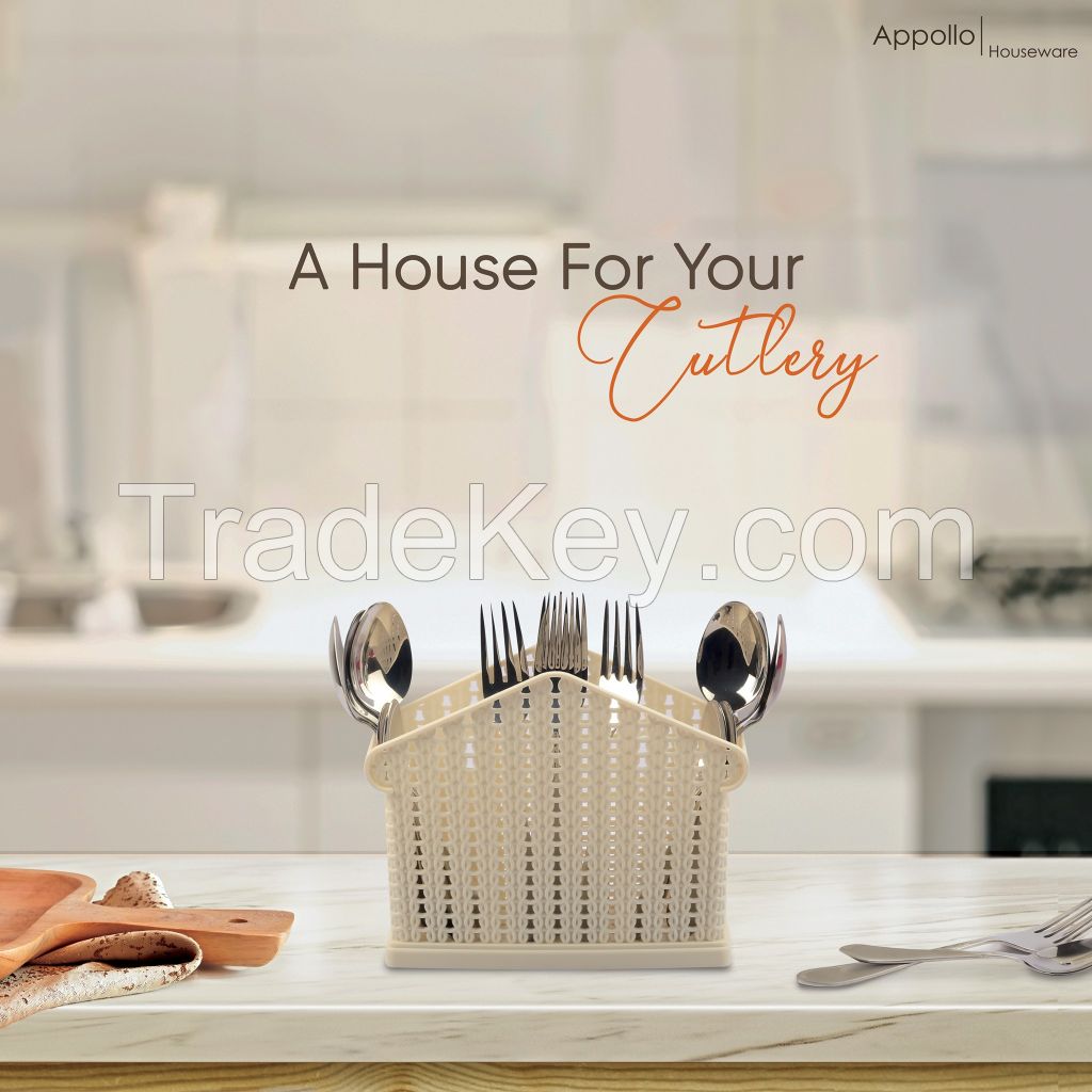 Appollo houseware Crown Cutlery Stand high quality cutlery stand for kitchen washable easy to handle durable plastic stand for kitchen, unbreakable reusable plastic stand for cutlery, spoon and fork hanger, BPA free hanger.