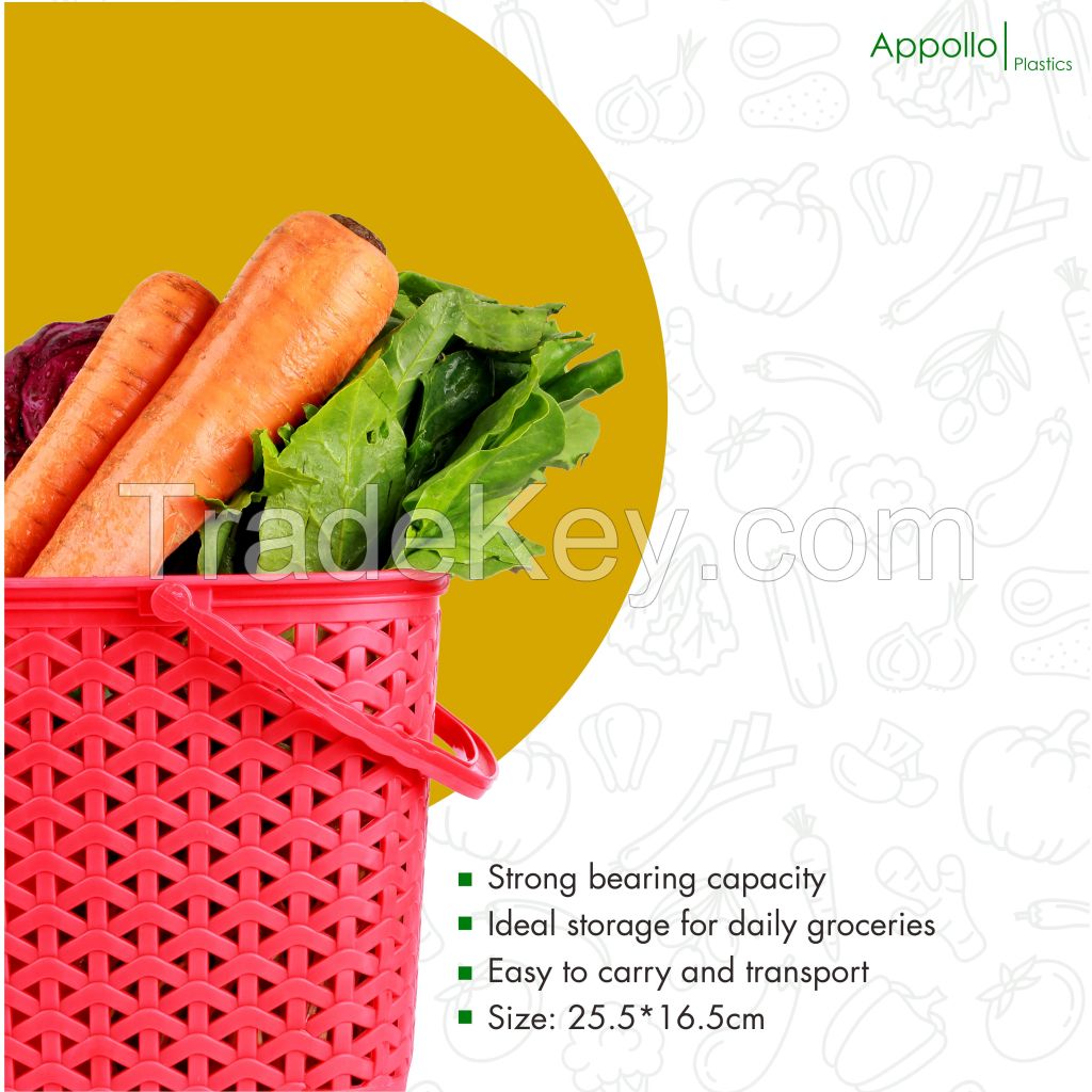 Appollo houseware Grace Basket high quality vegetable basket for kitchen washable easy to handle durable plastic basket for fruits, unbreakable reusable plastic basket, basket for berries, BPA free basket.