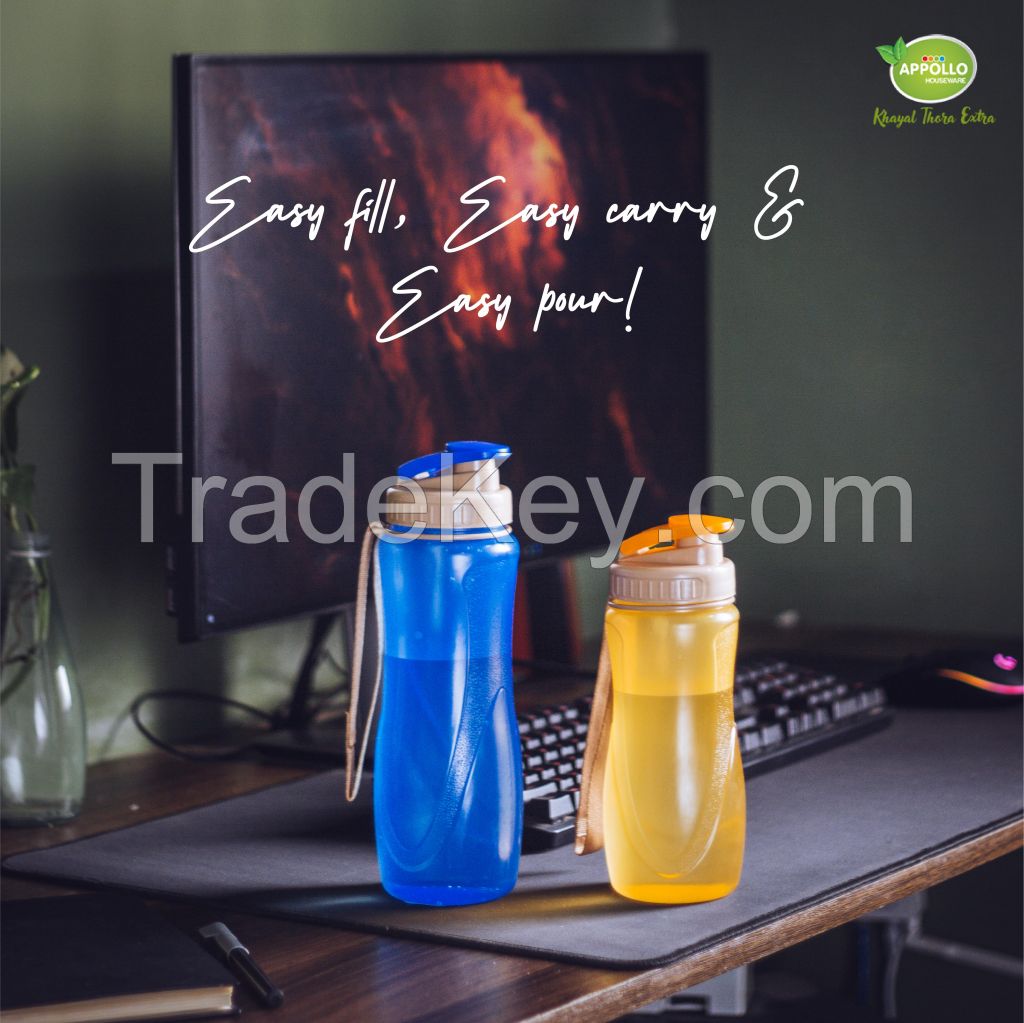 Spring Water Bottle Bottle (650ml) high quality water bottle for kids and adults, easy to handle durable, unbreakable reusable bottle for picnic, exercise and camping, BPA free bottle, ideal for school and gym.