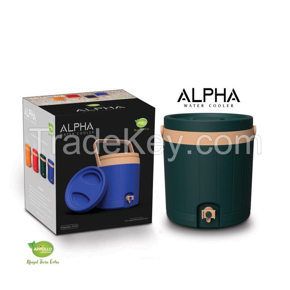 Alpha cooler (10 liter) high quality water cooler for picnics and parties, easy to handle durable insulated water cooler, unbreakable reusable easy to carry for indoor and outdoor uses.