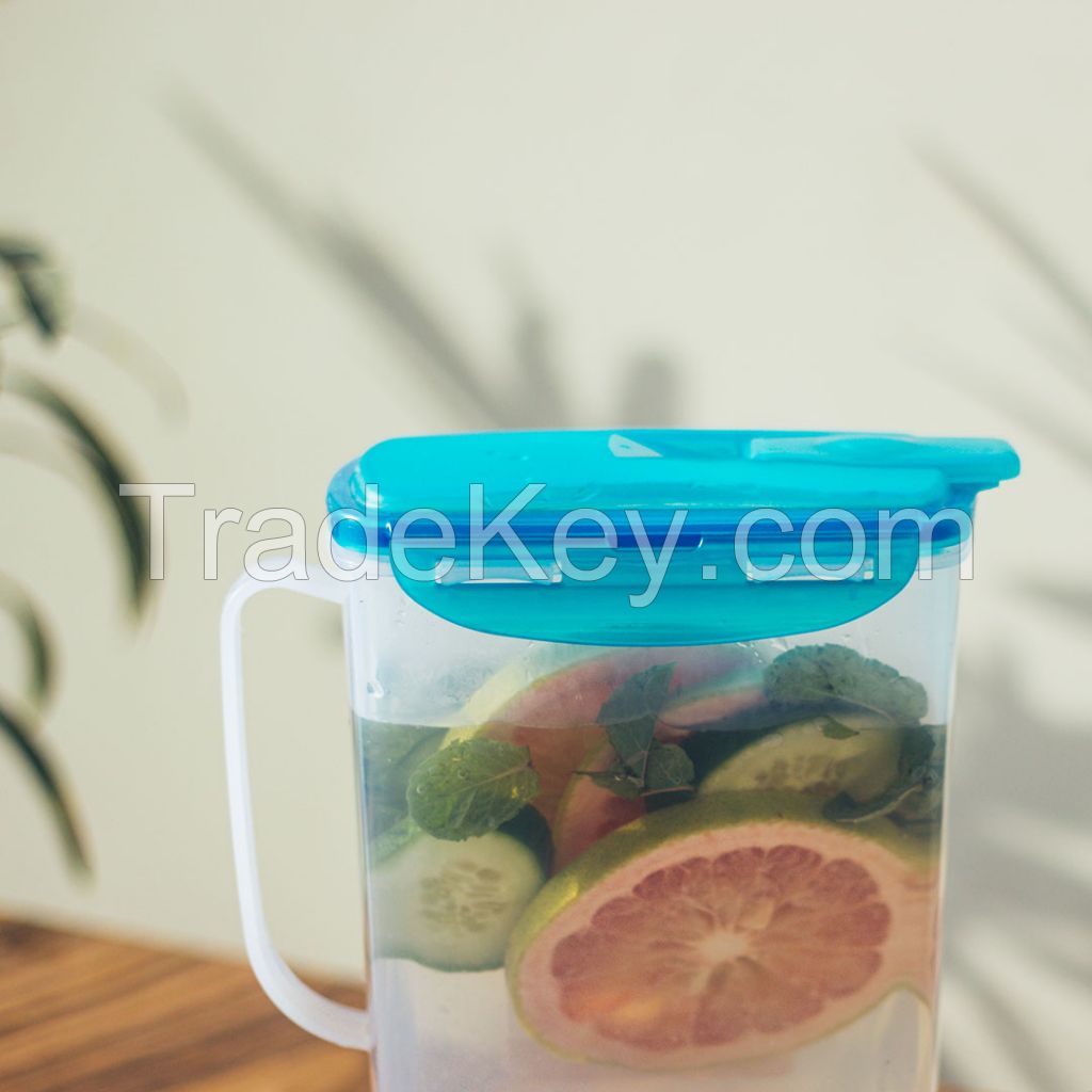 Appollo houseware Clip it Pitcher (2 liter) high quality Jug for picnic and parties, easy to handle durable, unbreakable reusable jug for dinner and side tables.