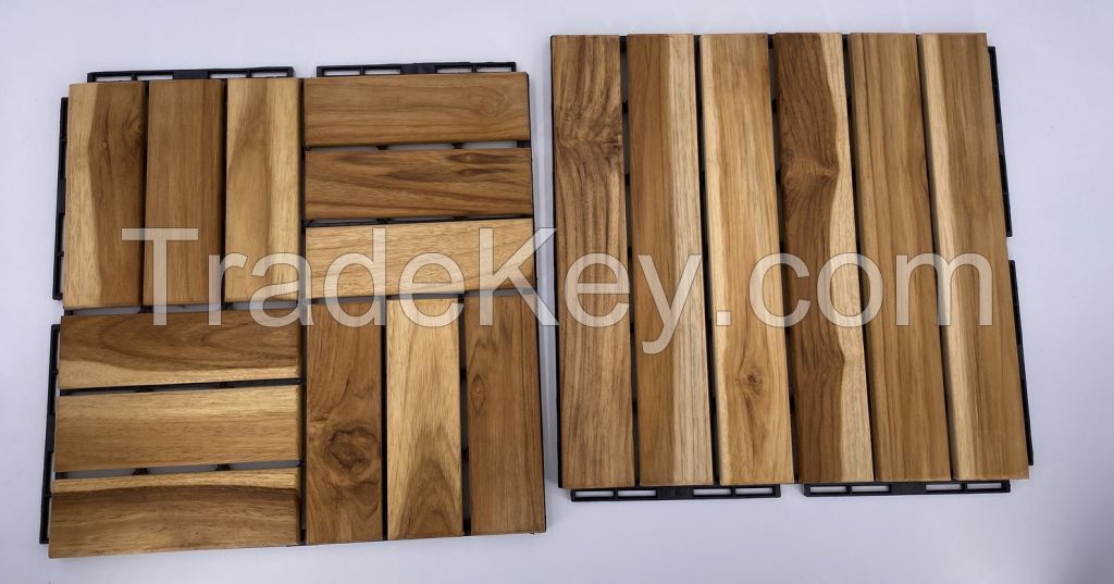 6 slat Teak wood interlocking deck tiles with pack of 10pcs