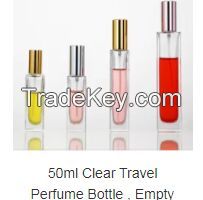 50ml Clear Travel Perfume Bottle , Empty Cologne Bottles With Gold Screw Cap
