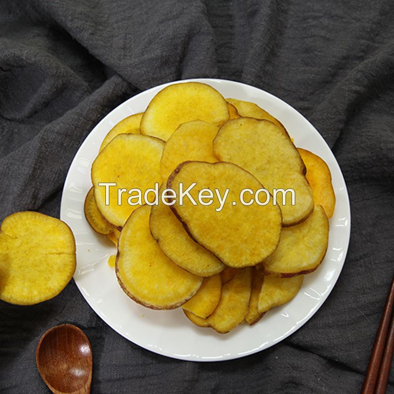 Crispy snacks vacuum fried sweet potato flakes potato chips