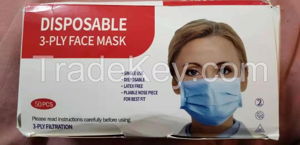 medical supply effective isolation earloop adult face mask surgical disposable 3 ply
