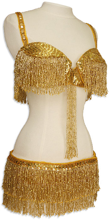 100% Egyption handmade belly dance Gold Bra & Belt