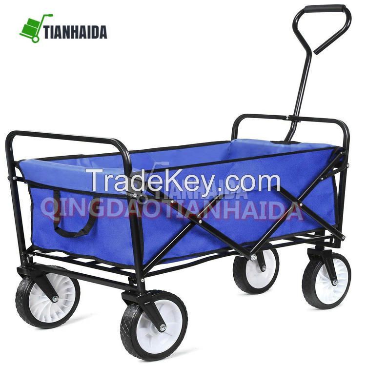 Collapsible Utility Portable Steel Frame Compact Folding Garden Shopping Hand Wagon Cart Tc1011