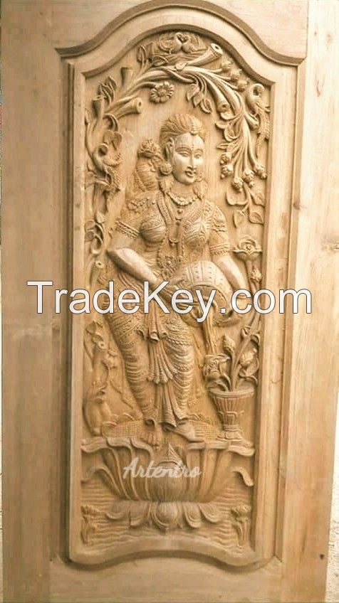 Hand Carved Wooden Door