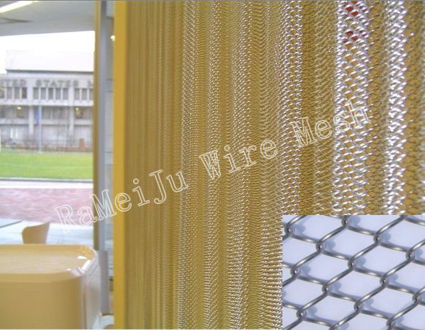 Metal coil drapery, metal drapery, wire drapery