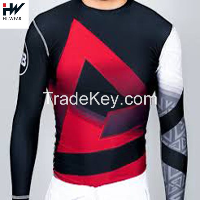  Custom printed Long sleeve t-shirt men jiu jitsu rash guard