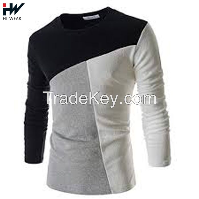 Customized Blank Men Full Sleeve Design Plain T-Shirts/ Cotton T Shirt Men Long Sleeve