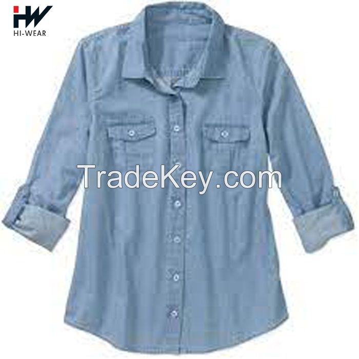 fashion women denim shirt irregular plus size denim shirt for women jeans shirt