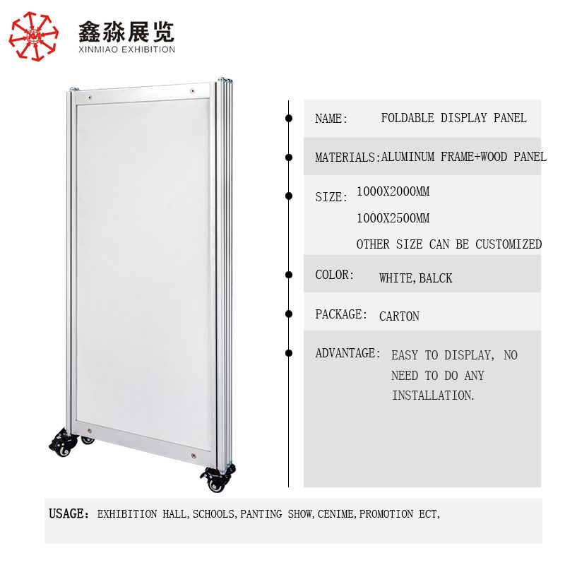 Portable Folding Display Panel, Non-assembly Display Stand With Wheels