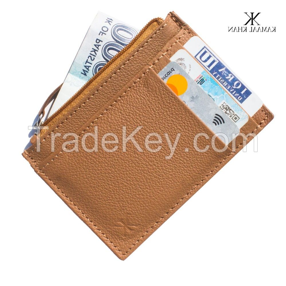 Genuine Mild Leather Men's Zipper Purse Wallet For Men No Fold Simple Wallet Clasp