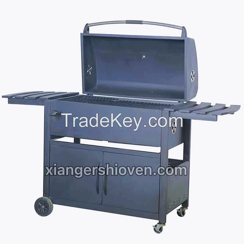 Camping Trolley Charcoal Barbeque Smoker Outdoor BBQ Grill- BG-H04S-W