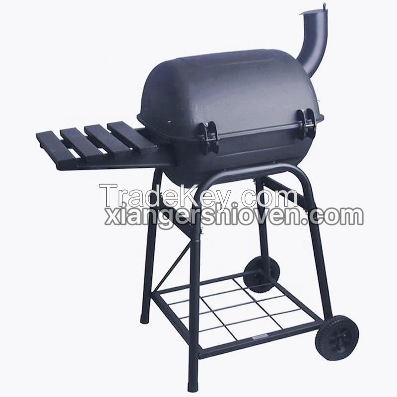 Black Charcoal Barrel BBQ Grill with Chimney- BG-H06S-W