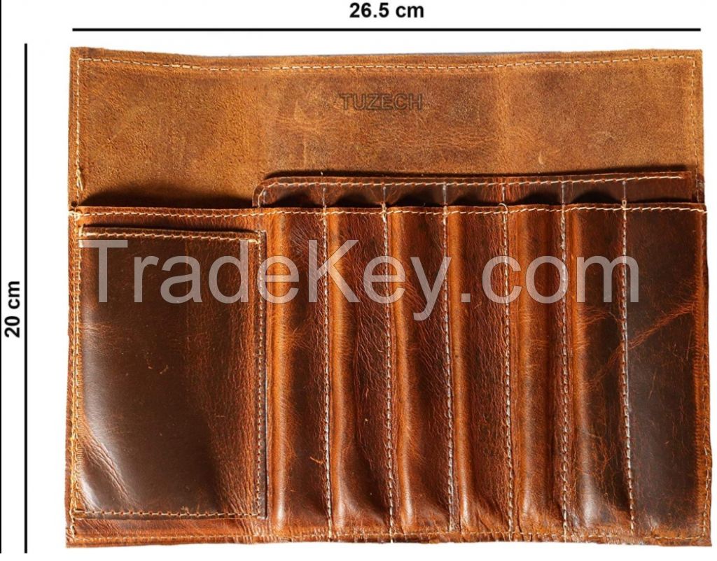 Leather Pencil/Pen Roll Up Pouch
