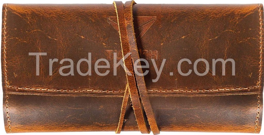 Leather Pencil/pen Roll Up Pouch