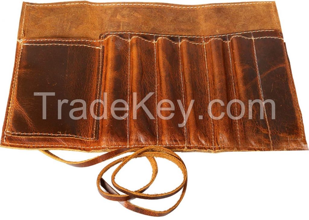 Leather Pencil/Pen Roll Up Pouch