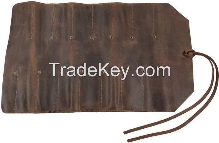 Leather Big Tool Roll Up Bag