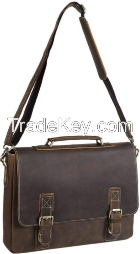 Leather tote briefcase laptop bag