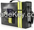 Non Itchy Fireproof Document Bag 17 X 12 X 5'' Fiberglass Waterproof Laptop Briefcase Reflective Strip